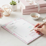 Floral Daily Planner Notepad | Pink Teal Floral Design, 8.5"x11" (Undated)