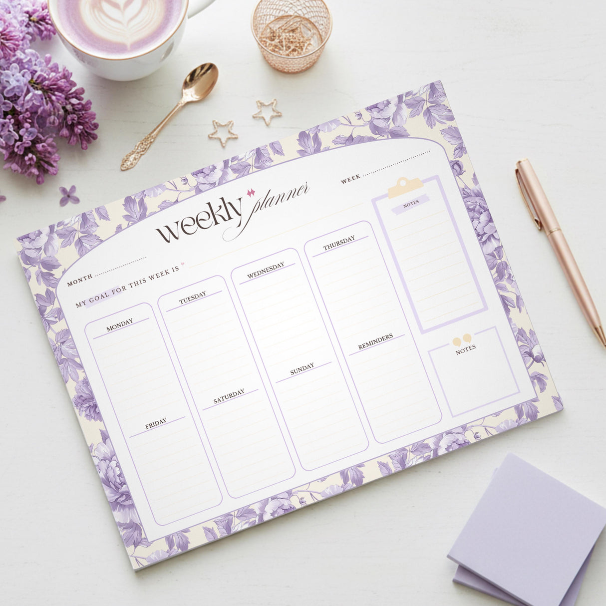 Weekly Planner Notepad - Light Marigolds - Lilac - view 4