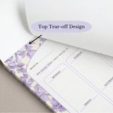 Floral Weekly Planner Notepad | Pastel Purple Yellow Design, Undated Tear-Off Layout