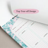 Teal Floral Weekly Planner Notepad | Undated Tear-Off Daily Schedule (8.5" x 11")