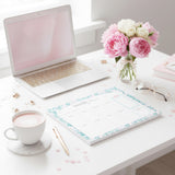 Teal Floral Weekly Planner Notepad | Undated Tear-Off Daily Schedule (8.5" x 11")