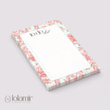 Floral To Do List Notepad | Peach Flowers, Pastel Green Checklist Pad