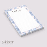 Floral To Do List Notepad | Blue Flowers Pastel Pink Checklist Pad