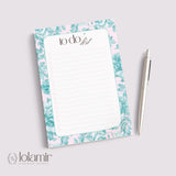 Floral To Do List Notepad | Teal Flowers, Pastel Pink, 50 Pages 5x7 Checklist Pad