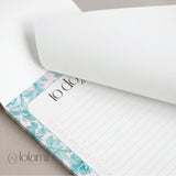 Floral To Do List Notepad | Teal Flowers, Pastel Pink, 50 Pages 5x7 Checklist Pad