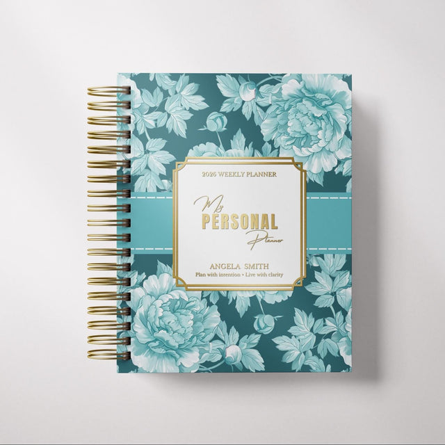 Dark Marigolds | Weekly Spiral Planner | Custom Start Month | Teal