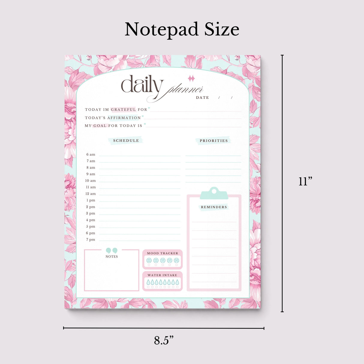 Daily Planner Notepad - Light Marigolds - Pink - view 6