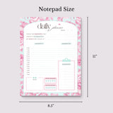 Floral Daily Planner Notepad | Pink Teal Floral Design, 8.5"x11" (Undated)