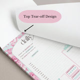 Floral Daily Planner Notepad | Pink Teal Floral Design, 8.5"x11" (Undated)