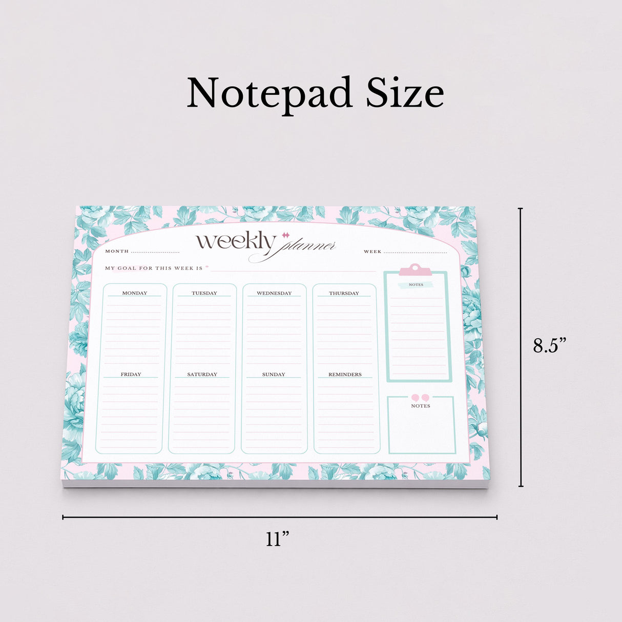 Weekly Planner Notepad - Light Marigolds - Teal - view 6
