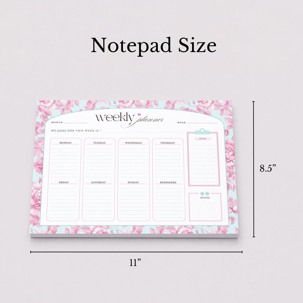 Weekly Planner Notepad - Light Marigolds - Pink - view 6