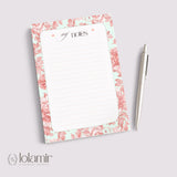 Floral Lined Notepad | Peach Sage Green Tear-Off Desk Pad | 5x7 Stationery