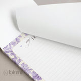Floral Lined Notepad | Pastel Purple Yellow Tear-Off Pad (5x7)