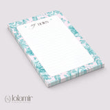 Floral Lined Notepad | Pastel Teal Pink Desk Pad | 5x7 Stationery Gift