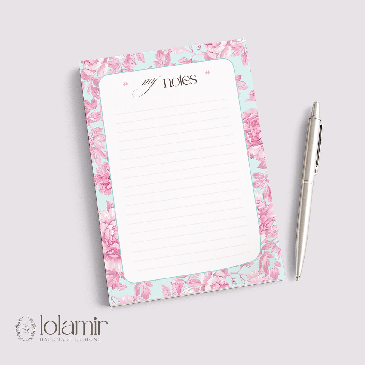 "My Notes" 5x7 Notepad - Light Marigolds - Pink