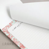 Floral Notepad | Peach Flowers, Pastel Green Stationery Pad (5x7 Inches)