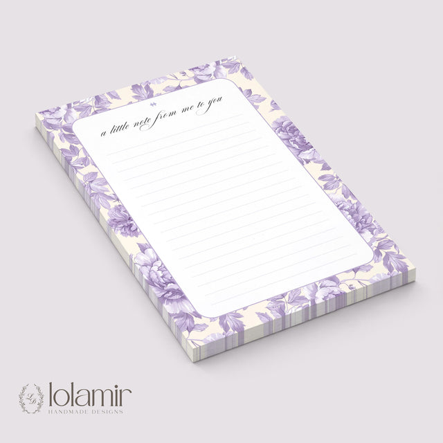 Floral Notepad | Lilac Flowers, Yellow Background, Lined Stationery Pad (5x7)