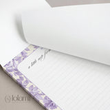 Floral Notepad | Lilac Flowers, Yellow Background, Lined Stationery Pad (5x7)