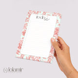Floral To Do List Notepad | Peach Flowers, Pastel Green Checklist Pad