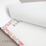 Floral To Do List Notepad | Peach Flowers, Pastel Green Checklist Pad