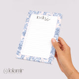Floral To Do List Notepad | Blue Flowers Pastel Pink Checklist Pad