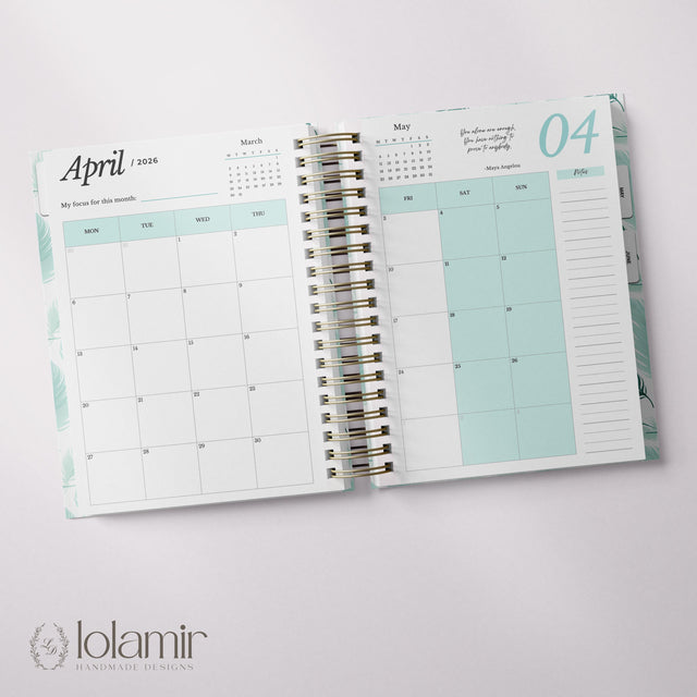 Wispy Feathers Quarterly  | Weekly Spiral Planner | Teal