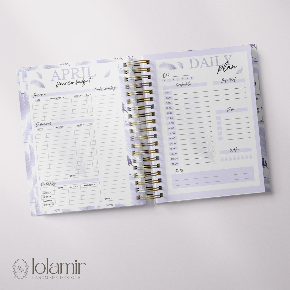 Quarterly - Wispy Feathers - Daily Spiral Planner - Lilac - view 5