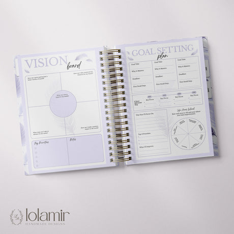 Wispy Feathers Quarterly | Weekly Spiral Planner | Lilac