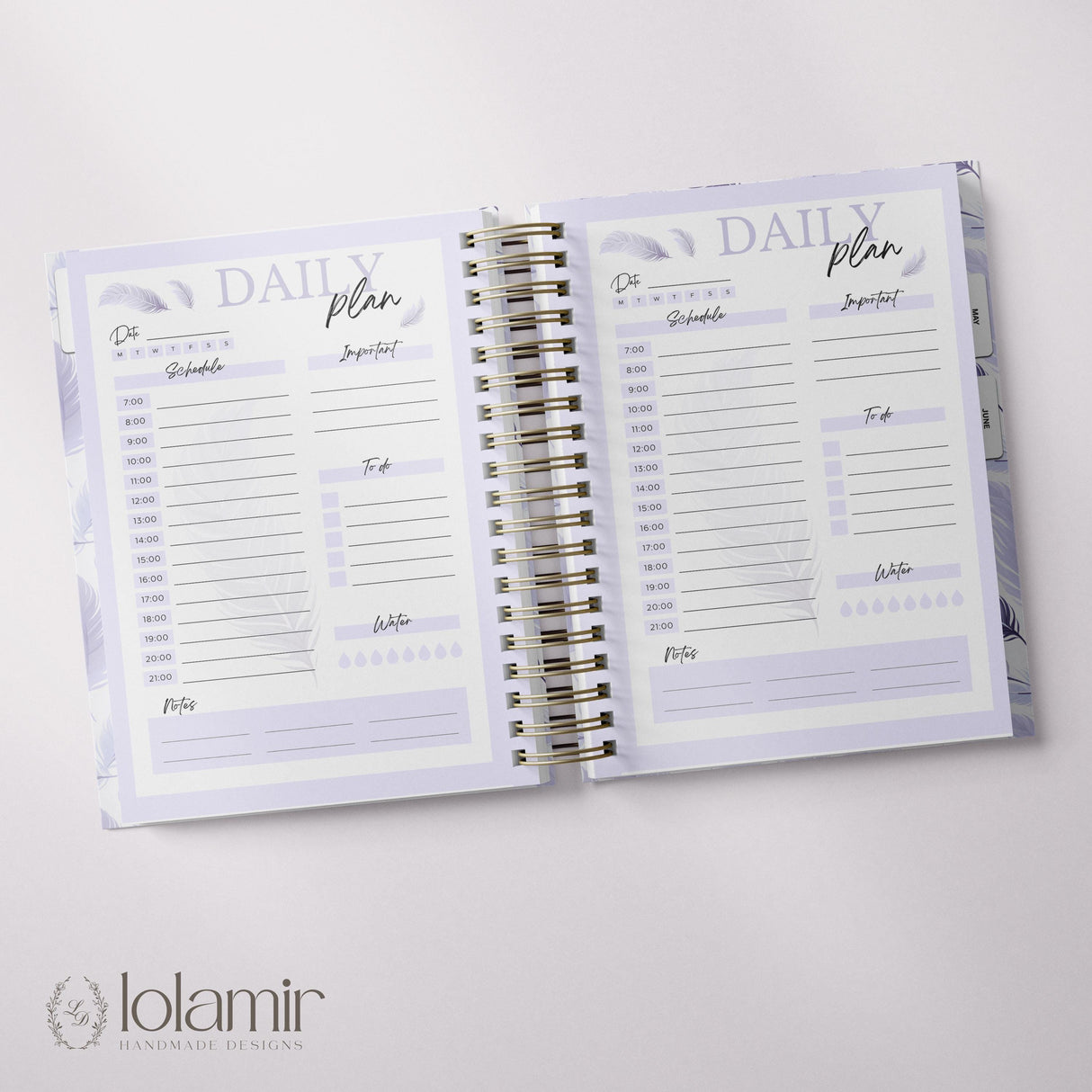 Quarterly - Wispy Feathers - Daily Spiral Planner - Lilac - view 6