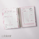Wispy Feathers Quarterly | Weekly Spiral Planner | Peach