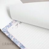 Floral Lined Notepad | Pastel Blue Pink Stationery Tear-Off Pad (5x7)