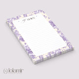 Floral Lined Notepad | Pastel Purple Yellow Tear-Off Pad (5x7)