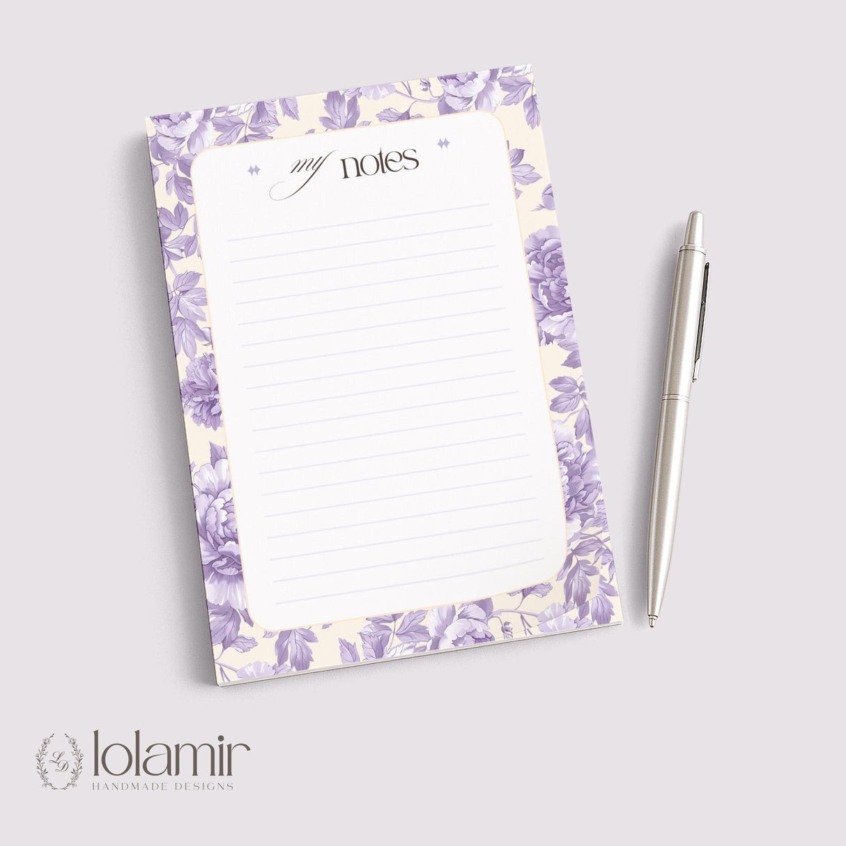 "My Notes" 5x7 Notepad - Light Marigolds - Purple