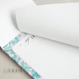 Floral Lined Notepad | Pastel Teal Pink Desk Pad | 5x7 Stationery Gift