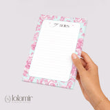 Floral Lined Notepad | Pastel Pink Teal Desk Stationery Pad (5x7)