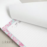 Floral Lined Notepad | Pastel Pink Teal Desk Stationery Pad (5x7)