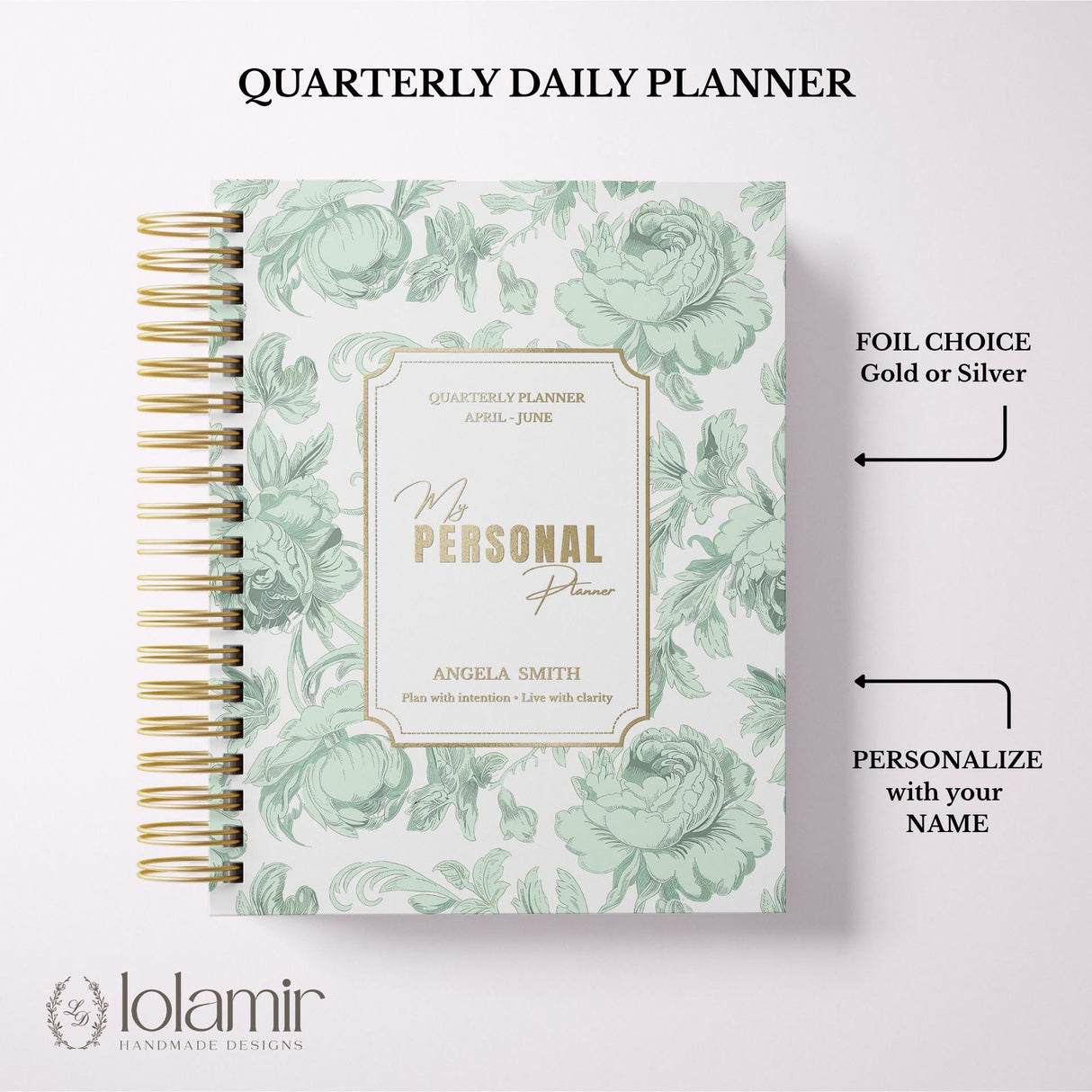Quarterly - Dreamy Peonies - Daily Spiral Planner - Green - view 9