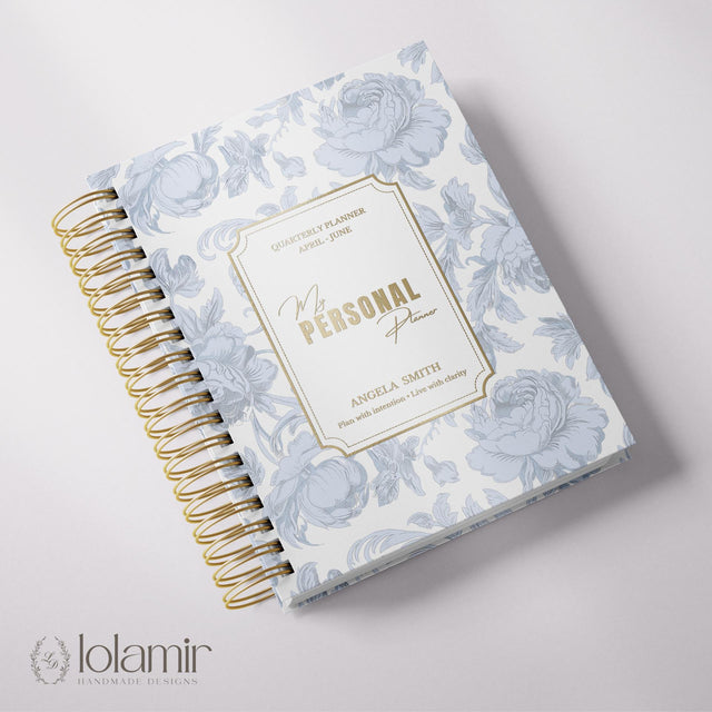 Dreamy Peonies | Daily Spiral Planner |  Custom Start Month |Blue