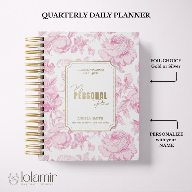 Dreamy Peonies Quarterly | Weekly Spiral Planner | Pink
