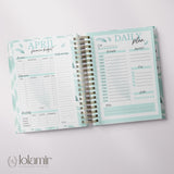 Wispy Feathers Quarterly  | Weekly Spiral Planner | Teal