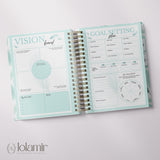 Wispy Feathers Quarterly  | Weekly Spiral Planner | Teal