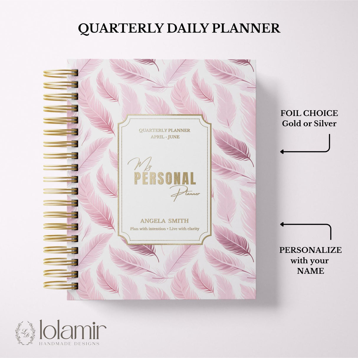 Quarterly - Wispy Feathers - Daily Spiral Planner - Pink - view 9