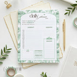 Daily Planner Notepad Green Lilies | Tear Off Undated Letter Size | Gift