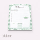 Daily Planner Notepad Green Lilies | Tear Off Undated Letter Size | Gift