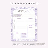 Daily Planner Notepad Purple Lilies | Tear Off Undated Letter Size | Gift