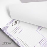 Daily Planner Notepad Purple Lilies | Tear Off Undated Letter Size | Gift