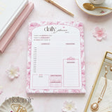 Daily Planner Notepad Pink Lilies | Tear Off Undated Letter Size | Gift