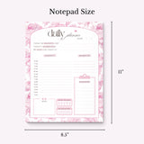 Daily Planner Notepad Pink Lilies | Tear Off Undated Letter Size | Gift
