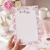 To Do List Floral Notepad 5x7 | Aesthetic Desk Notepad | Daily Task Pad | Cute Stationery Gift for Her | Pink Purple Blue Green Notepad