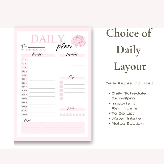 Dreamy Peonies | Weekly Spiral Planner | Pink
